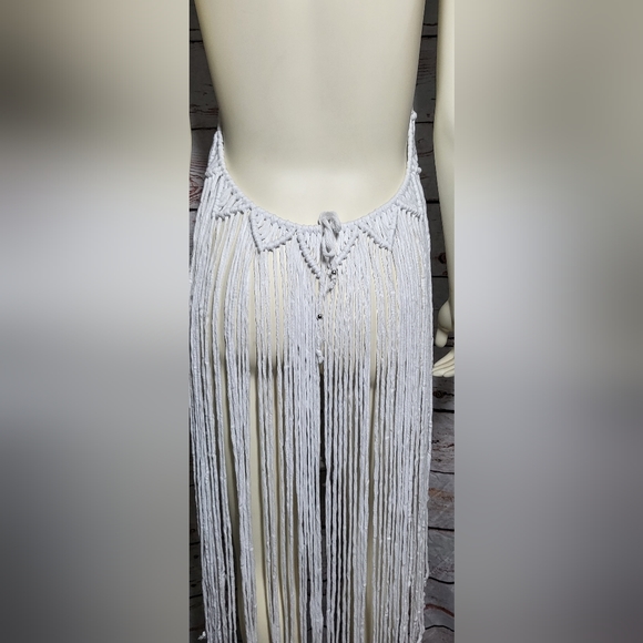 White macrame high low dress, festival dress, beach dress, cover up - Picture 5 of 8